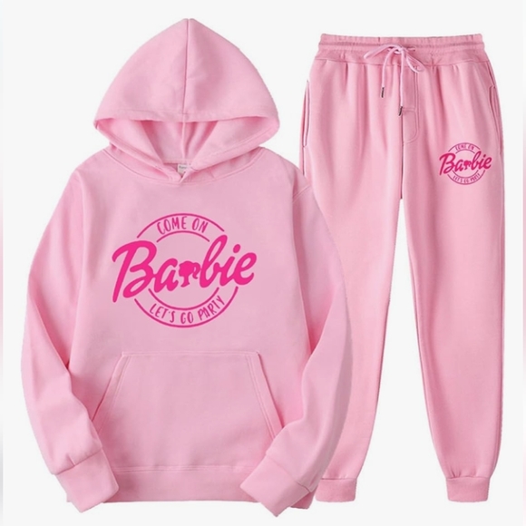 Barbie Tops - Women's Barbie Pink Jogger Set NWOT